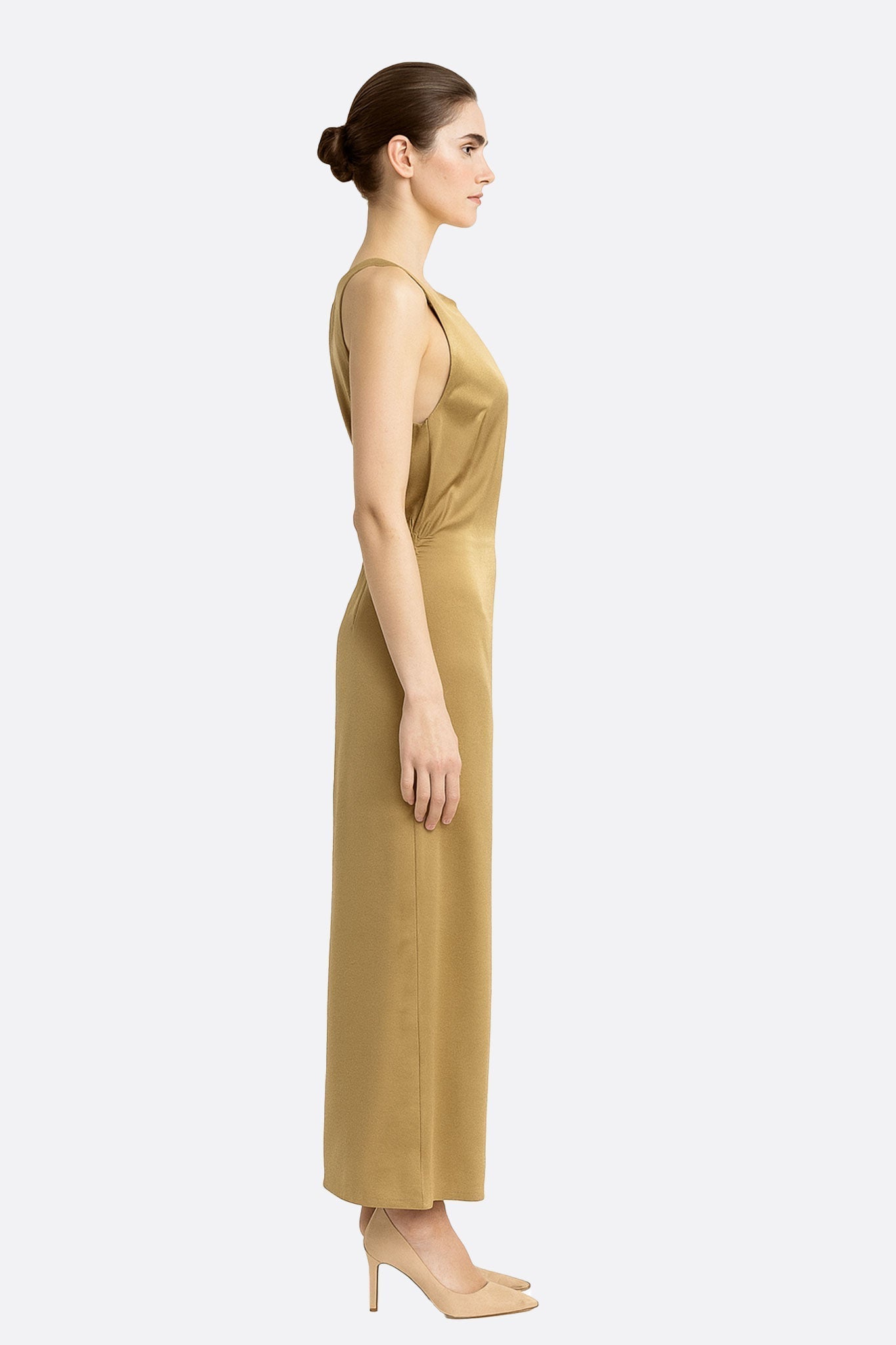 Satin Gold Maxi Dress