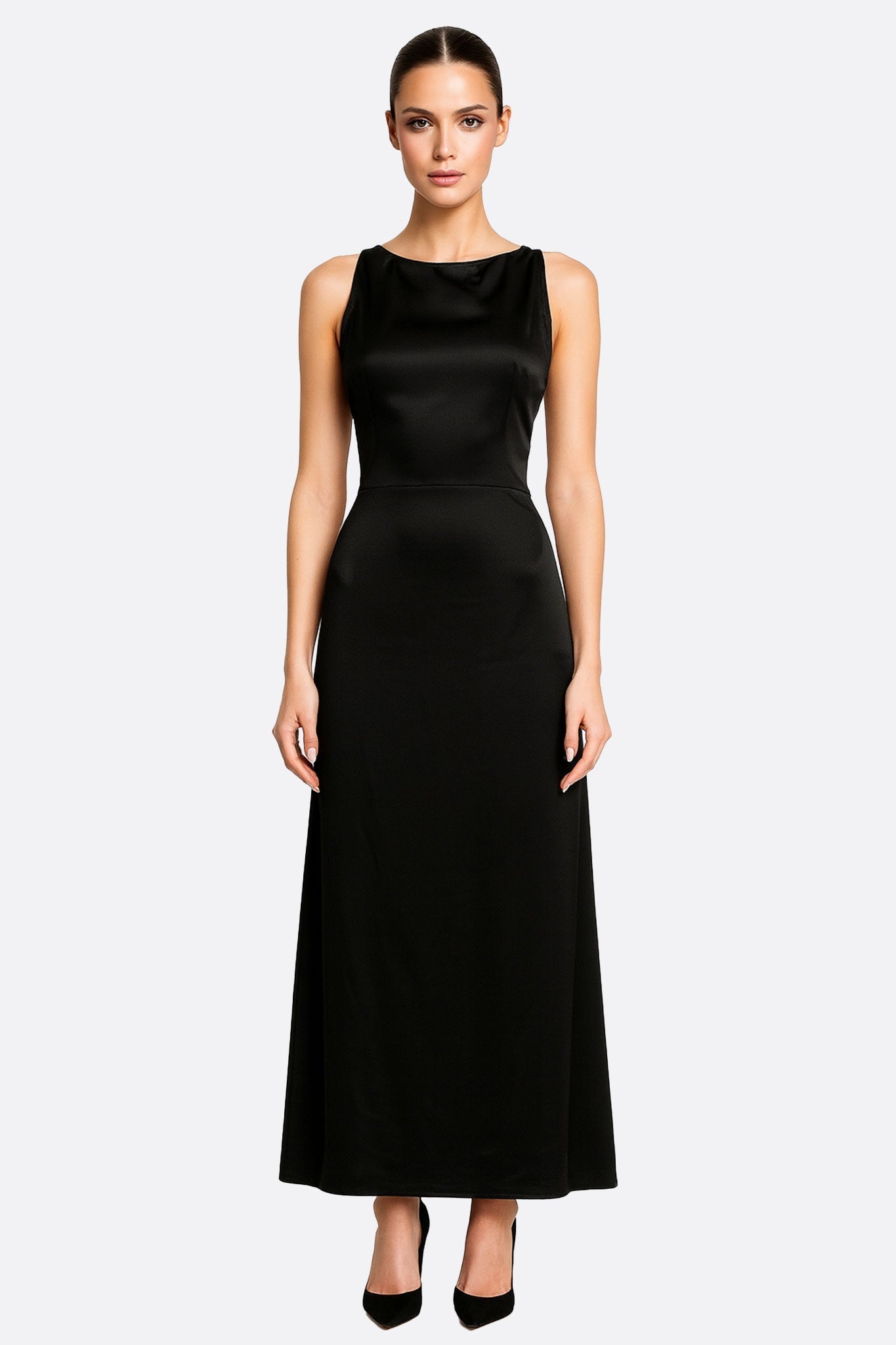 Black Satin Maxi Dress