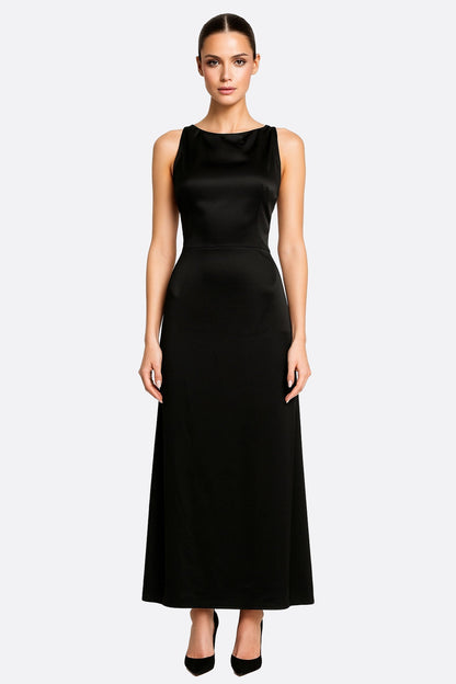 Black Satin Maxi Dress
